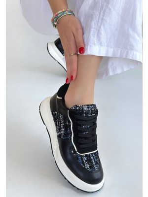 Shoegar Hawer Siyah Cilt Bağcıklı Spor Ayakkabı