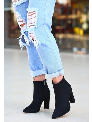 Shoegar Loora Siyah Süet Topuklu Bot