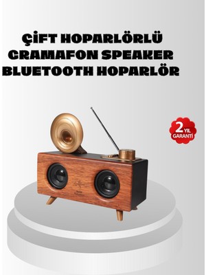 Tgzm Çift Hoparlörlü Retro Bluetooth Speaker 1800MAH Bataryalı Aux USB Sd Kartlı - TG0012-2RPGT7