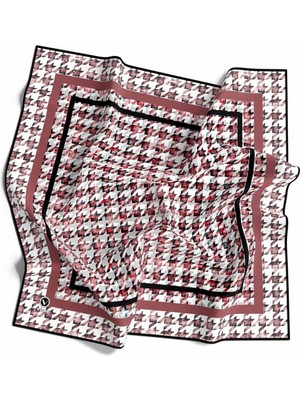 Violla Twill Kazayağı Desenli Gül Kurusu Renkli 90X90 Eşarp (Ipek Içermez) Kenar Dikiş Şekli El Dikişli