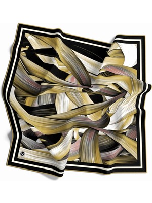 Violla Twill Kare Desenli Bej Renkli 90X90 Dikim Şekli : El Dikişi Eşarp (Ipek Içermez)