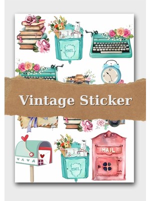 One Little Happiness Vintage Sticker Planner Ajanda Bullet Journal Için Uygun Set