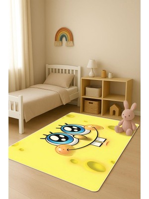 Dolce Mariee  Parlak Kadife Kumaş Dijital Baskı Dot Kaymaz Tabanlı Çocuk ve Genç Odası Halısı H0468