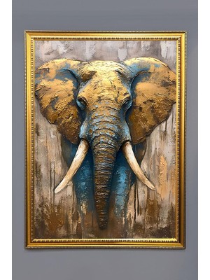 Dolce Mariee Dekoratif Fil Desenli Dijital Baskılı Kadife Kumaş Çerçeveli Tablo TBL0030