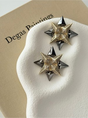 H&S Aksesuar Turkuaz Yansımalı Işıltılı Çelik Yıldız Küpe