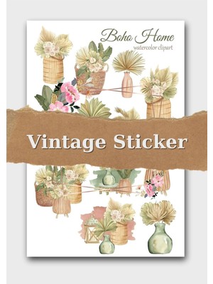 One Little Happiness Vintage Sticker Planner Ajanda Bullet Journal Için Uygun Set