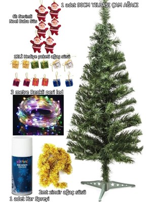 Empressco 90CM Yeşil Yılbaşı Ağacı ve Süs Seti, Çam Teması, Şık ve Renkli Dekorasyon