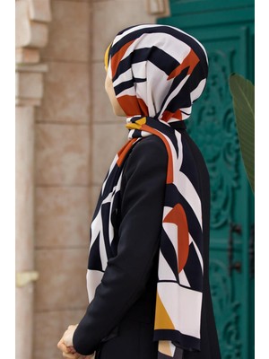 Vissona Lüks Medine Ipeği  Desenli Taba Renkli 75X195 Kırışmaz Şal Moss Krep Dikiş Tipi Italyan Dikişli