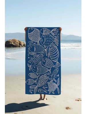 Dolce Mariee Dijital Baskı Plaj Deniz Havlusu Balık Desenli Peştamal HVL0116