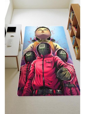 Dolce Mariee  Parlak Kadife Kumaş Dijital Baskı Dot Kaymaz Tabanlı Çocuk ve Genç Odası Halısı H0530