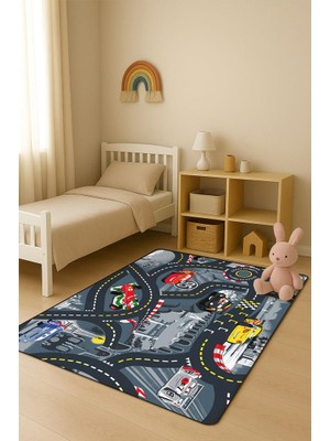 Dolce Mariee  Parlak Kadife Kumaş Dijital Baskı Dot Kaymaz Tabanlı Çocuk ve Genç Odası Halısı H0928