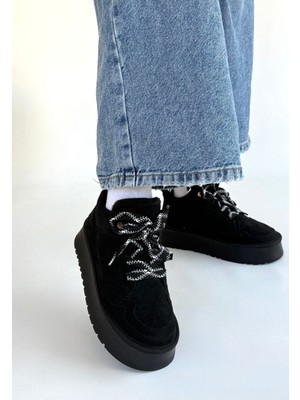 Shoegar Muden Siyah Süet Bağcıklı Bot