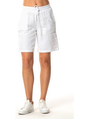 Eliş Şile Bezi Inci Bağlamalı Uzun Yazlık Müslin Şort Beyaz Byz