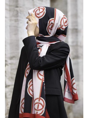 Vissona Lüks Medine Ipeği Çizgili Desenli Bordo Renkli 75X195 Kırışmaz Şal Moss Krep Dikiş Tipi Italyan Dikişli