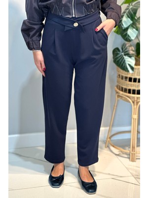Lale Butik Kuşak Detay Pantolon 16124 Lacivert