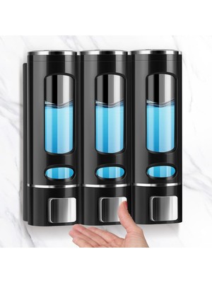 Vadi 3 Adet Siyah Sıvı Sabunluk Plastik 400 ml Duş Jeli Şampuan Şişesi , Hastane, Banyo, Mutfak H-52