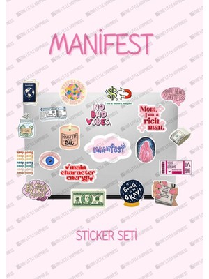 One Little Happiness Manifest Sticker Seti | Laptop Ajanda Notebook Tablet Defter Etiket Bullet Journal