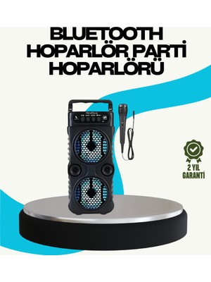 Tgzm LED Işıklı Kablosuz Hoparlör – Bluetooth Fm Radyolu Taşınabilir Şarjlı - TG0012-2RPWH1