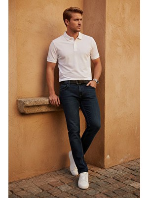 Enzim Jeans Erkek Regular Fit Likralı Denim Pantolon Standart Kesim Düz Desenli