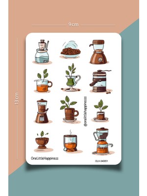 One Little Happiness Coffe2 Temalı Sticker Seti | Bullet Journal Sticker | Defter | Çıkartma | Scrapbook