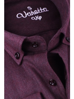 Varetta Erkek Deniz Kestanesi Rengi Kışlık Gömlek - Cepli Geniş Kesim Yaka Düğmeli Flanel Model