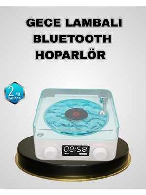 Tgzm Bluetooth Hoparlörlü Gece Lambası Dijital Saat Ekranlı Su Dalgası Efektli Dekor - TG0012-2RPI1