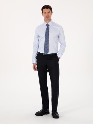 Cacharel Erkek Açık Mavi Slim Fit %100 Pamuk Non Iron Kolay Ütülenebilir Klasik Gömlek 50314613-VR095