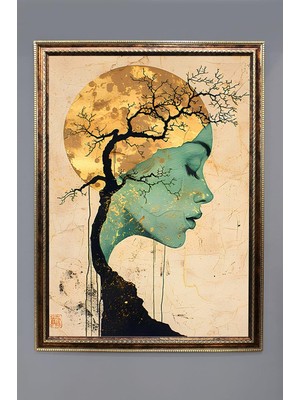 Dolce Mariee Modern Kadın Silüeti Dijital Baskılı Kadife Kumaş Çerçeveli Tablo TBL0086