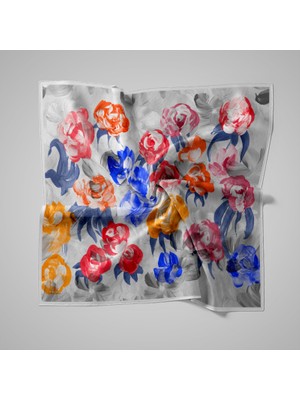 Piramit Naturel Eşarp | Renkli Tomurcuklar