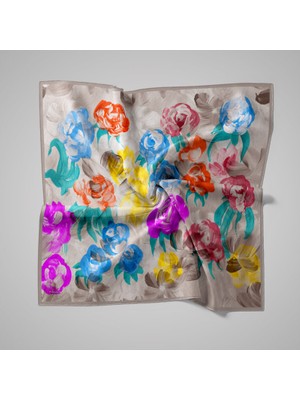 Piramit Naturel Eşarp | Renkli Tomurcuklar