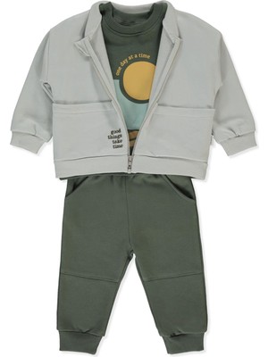 Bebetto Üç Ip Kapşonlu Hırka 3lü Takım (Good Thıngs) Haki