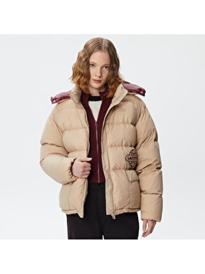Lacoste Kapüşonlu Kapitone Kadın Bej Mont