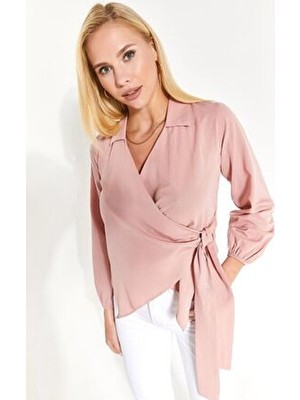 Armonika Kadın Gül Kurusu Yakalı Kruvaze Bluz