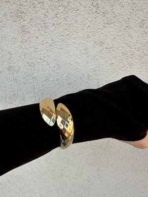 316L Çelik Gold Damla Model Kadın Kalın Kelepçe Modern Bileklik Kol Kelepçesi