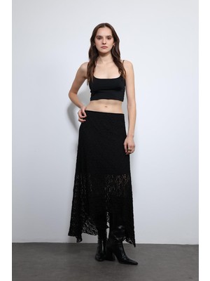 Antioch Siyah Dantel Midi Etek