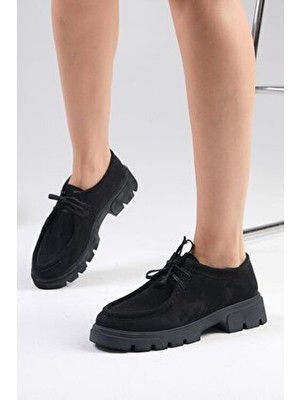 Mio Gusto Hope Siyah Renk Kalın Tabanlı Kadın Loafer Ayakkabı