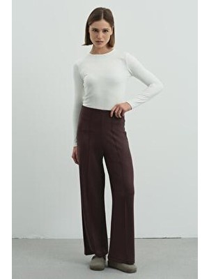 C&city Pure Touch Nervür Dikişli Pantolon Kahve