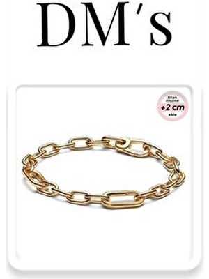 DM's Silver Ince Me Gold Zincirli Gümüş Bileklik