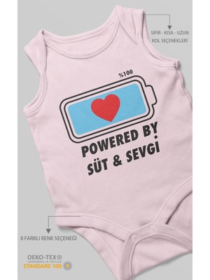 Morivo Kids Powered By Süt ve Sevgi Baskılı Bebek Zıbını – Çıtçıtlı Body 8 Renk | %100 Pamuk Sıfır Kol