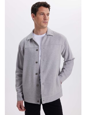 Tudors Erkek Relax Fit Rahat Kesim Yandan Flota Cep Oduncu Gri Kaşe Ceket Mont Gömlek