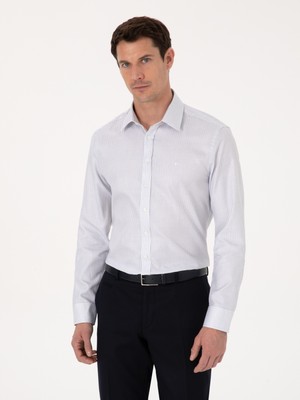 Cacharel Erkek Beyaz Slim Fit %100 Pamuk Kareli Gömlek 50310470-VR013