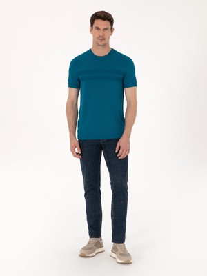 Cacharel Erkek Petrol Mavisi Slim Fit Bisiklet Yaka Triko T-shirt 50311875-VR102