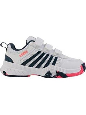 K-Swiss Court Express 2 Çocuk Tenis Ayakkabısı Beyaz Nefes Alabilir Tekstil Taban ile Günlük Kullanıma Uygun