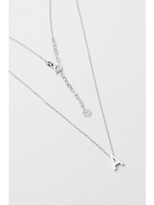 My Story A Harfi 18 Ayar Beyaz Altın Kaplama 45 cm Gümüş Kolye