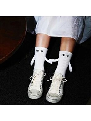  beyaz mıknatıslı el ele tutuşan çorap arkadaşlık spor çorabı : eğlenceli ve konforlu