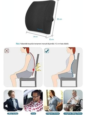 Bordo Renkli Ortopedik Sırt ve Bel Destek Yastığı, Rahat Oturma Minderi