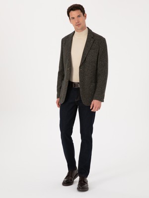 Cacharel Erkek Haki Slim Fit Yün Karışımlı Spor Ceket 50272700-VR027