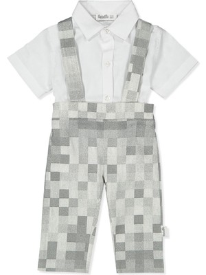 Bebetto Dokuma Askılı Pantolon 2li Takım (Square Boy) Gri