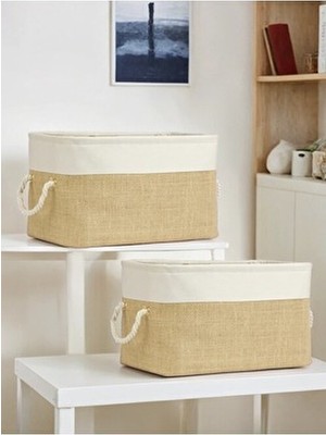 Luxway Home 2 Li Orta Boy Jüt Dolap Içi Çamaşır Çocuk Odası Oyuncak Düzenleyici Katlanır Saklama Sepeti