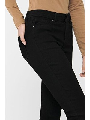Livik Dar Paça Skinny Yüksel Bel Siyah Kadın Bilek Boy Likralı Kot Pantalon